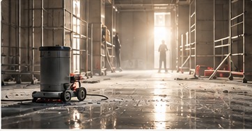 professionelle Baureinigung in einem Neubau